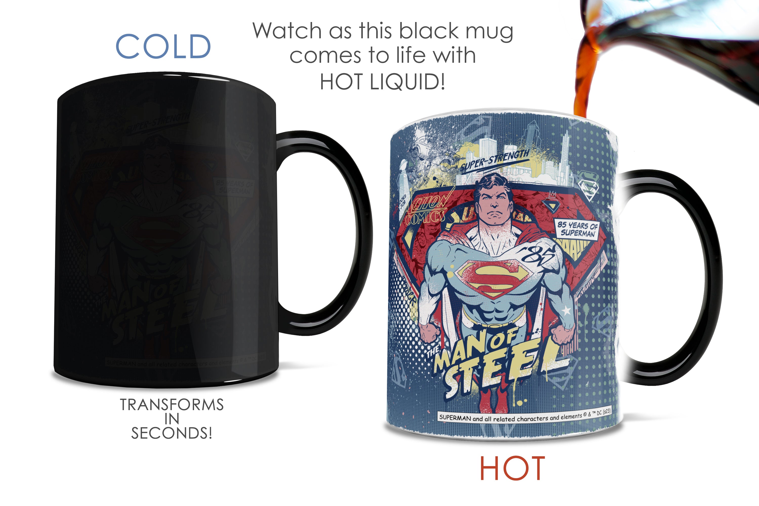 DC Comics (Superman 85th Anniversary - Ink and Dots) Morphing Mugs® Heat-Sensitive Mug MMUG1544